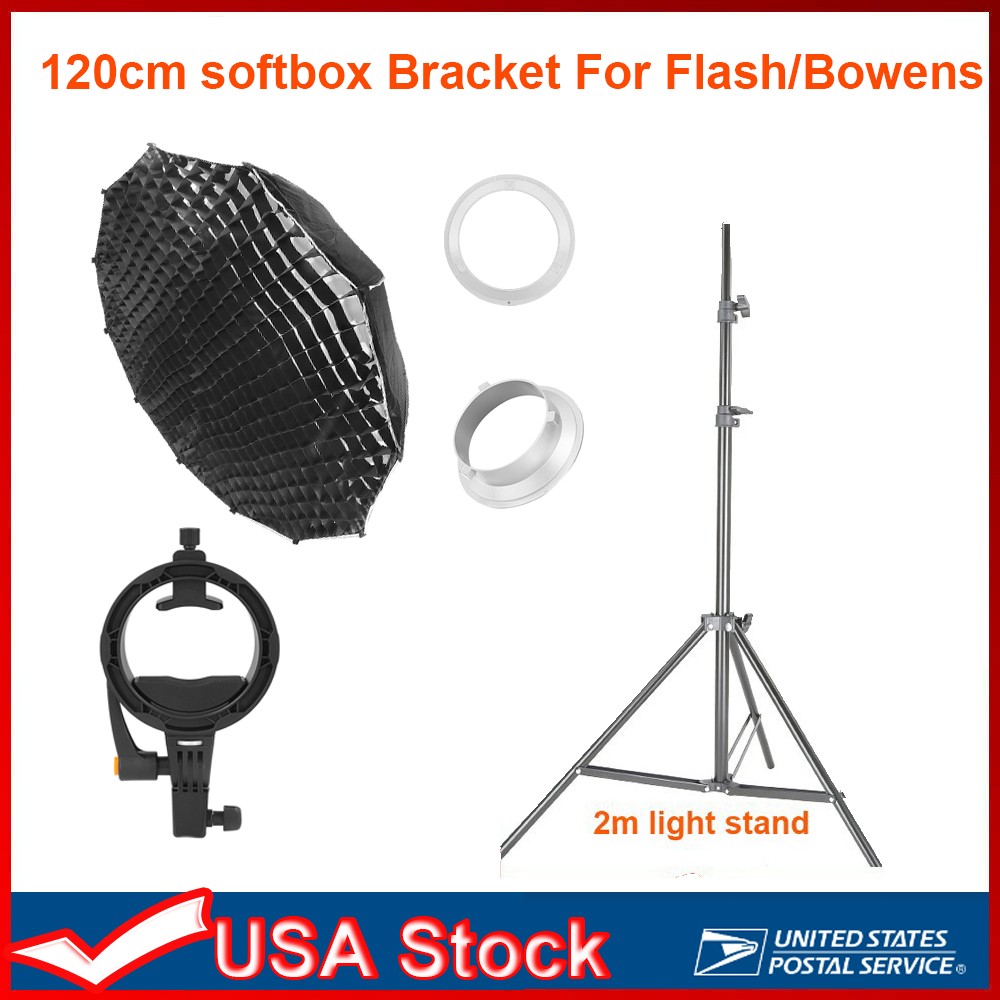 Triopo 47.2inch/120cm Bracket Softbox Quick Set up with Honeycomb for Flash/LED