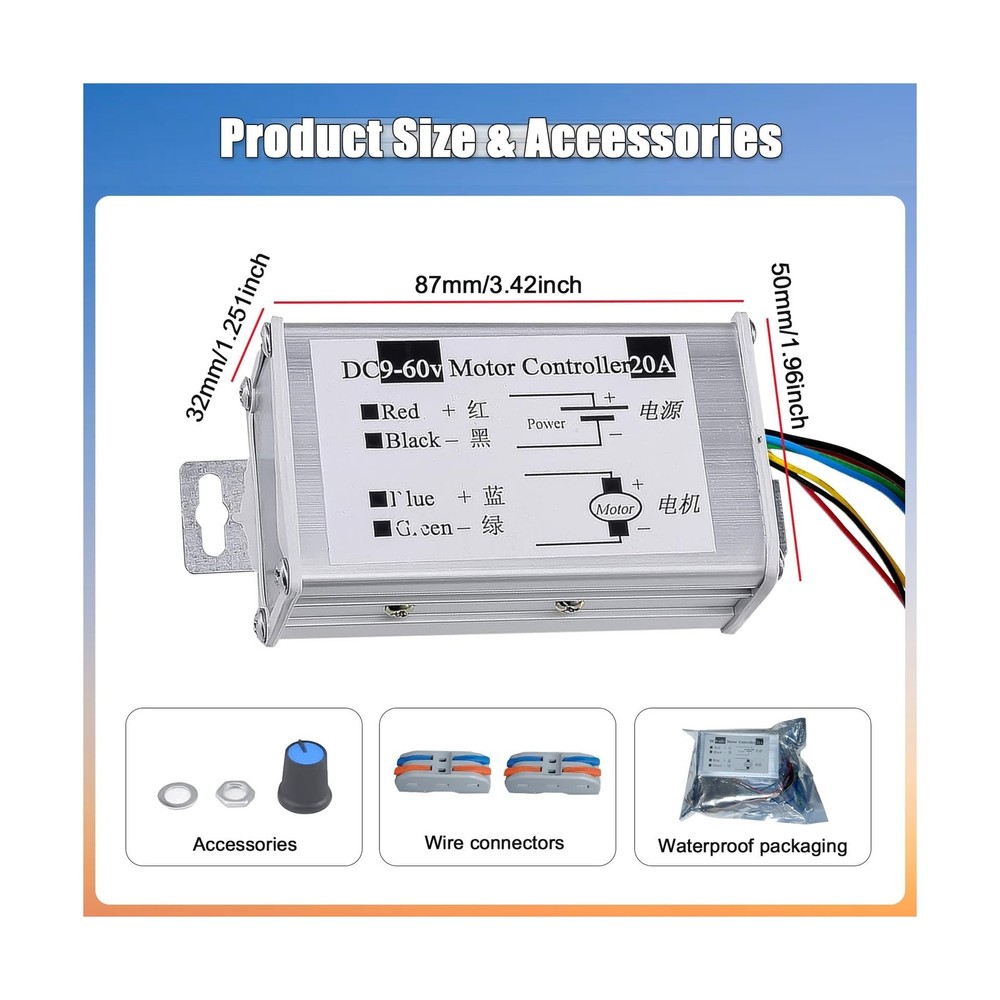 DC Motor Speed Controller ，DC 12V 24V 36V 48V 60V Pulse Width Modulation
