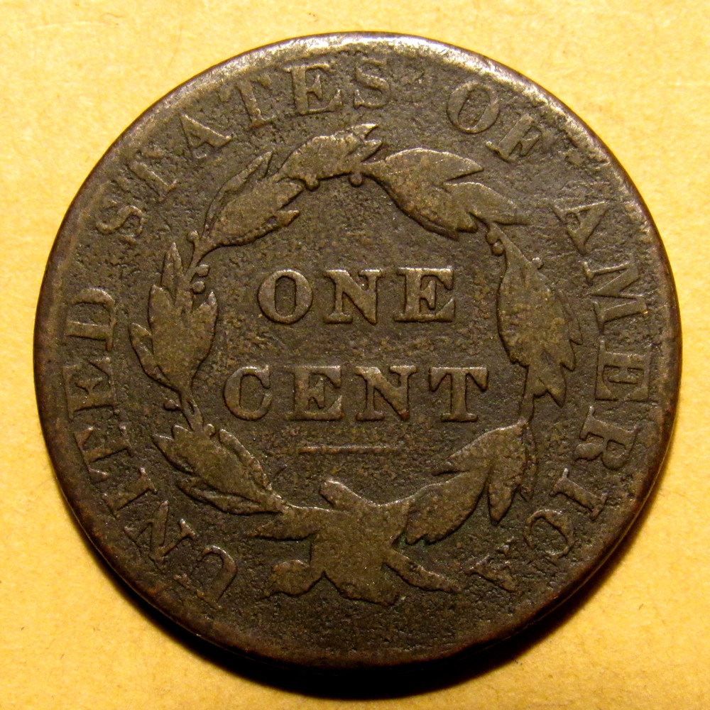 1823/2 CORONET LARGE CENT, VG ~ KEY DATE, PLEASING ISSUE-FREE ORIGINAL EXAMPLE
