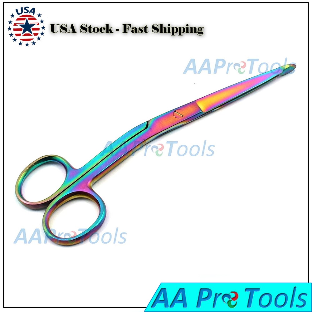 MULTI TITANIUM COLOR RAINBOW KNOWLES BANDAGE SCISSORS 5 1/2" ANGLED S.S