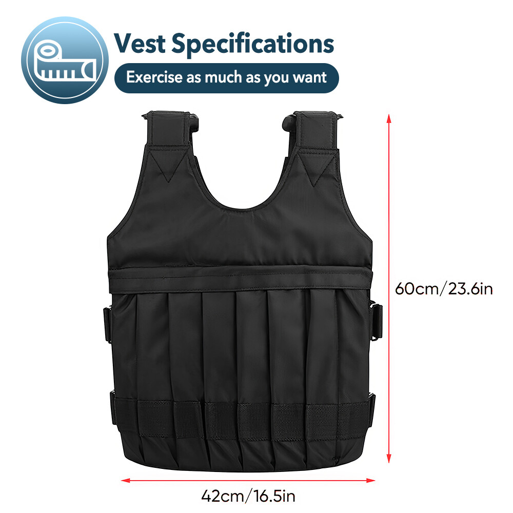 110lbs Exercise Weight Vest Weighted Adjustable Fitness Training Workout Sports