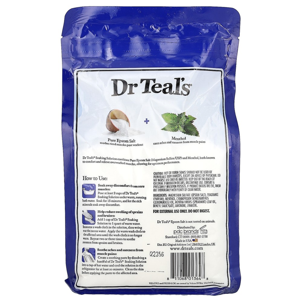 Pure Epsom Salt Soaking Solution, Pre & Post Workout, Citrus & Mint, 3 lbs (1.36