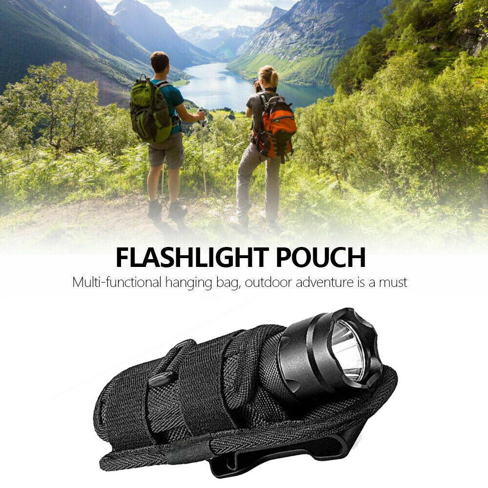 Tactical Flashlight Pouch Adjustable Torch Carry Case with 360-Degree Rotatable
