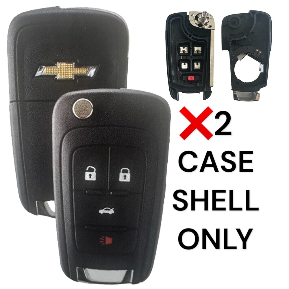2 For Chevrolet Flip Remote Key SHELL CASE 2010-2017 4 Buttons Chevy LOGO