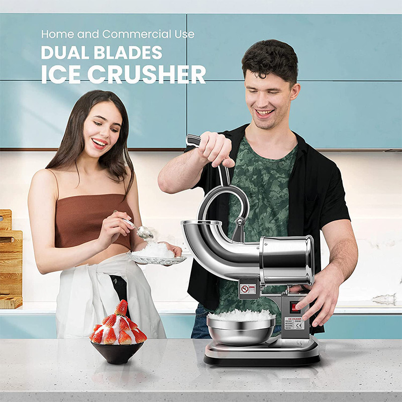 250W Electric Ice Shaver Crusher Snow Cone Maker Machine 440Lbs Stainless Steel