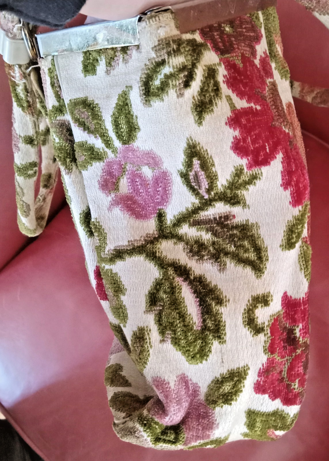 VTG MCM ETRA Fabric Textile Carpet Bag Metal Frame Handbag Floral Purse 50s-60s