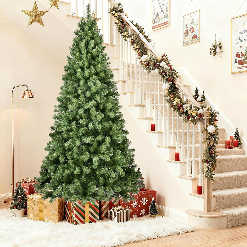 8ft Artificial Christmas Tree Realistic Pine Xmas Tree 1430 Branch Tips w/ Stand