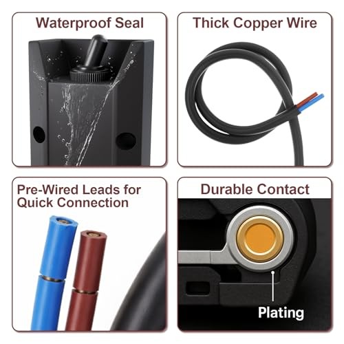 Waterproof Toggle Switch 12V 30A, Heavy-Duty SPST On/Off Switch with Pre-Wired