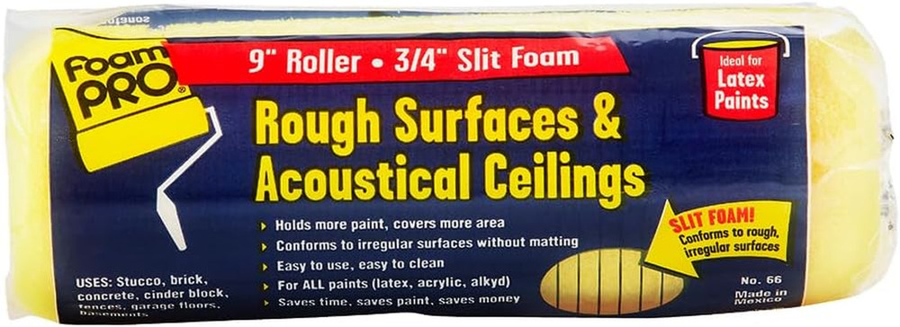 00066 66 Foam Paint Roller, 1 Pack | Slit Foam Roll for Rough & Irregular Surfac