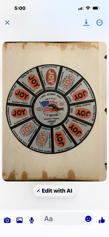 Joy Coal Mining stickersNICE OLDER  UNCUT WHEEL