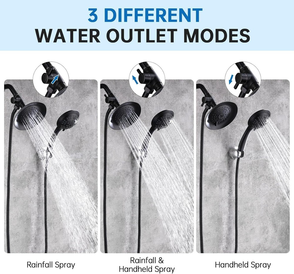Matte Black Shower Arm Diverter - Solid Metal Construction
