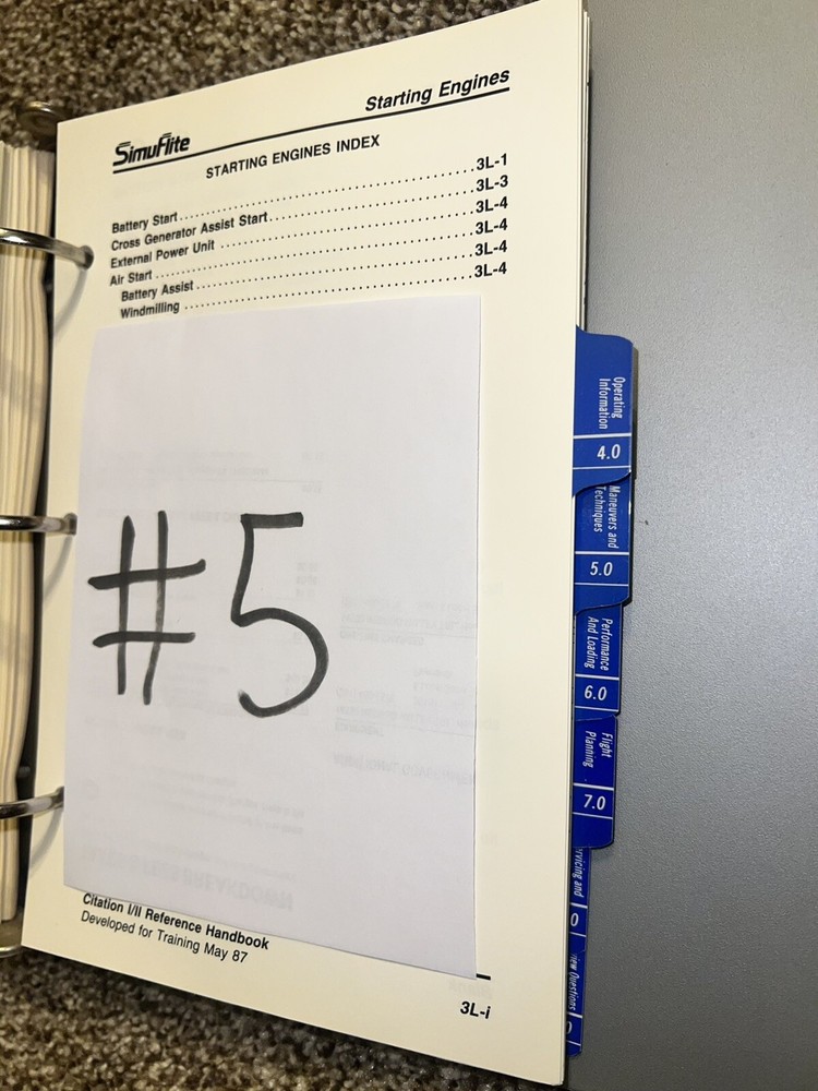 SimuFlite Citation 1/2 Reference Handbook May 1987 (05/87)