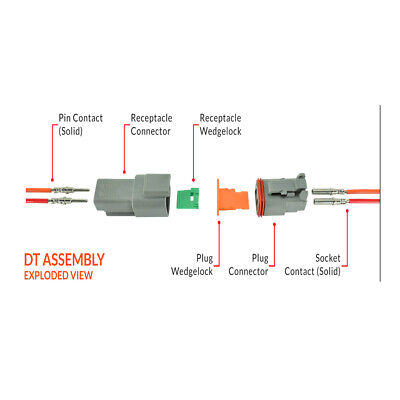 Deutsch DT 2-Way 2 Pin Electrical Connector Waterproof Plug Kit