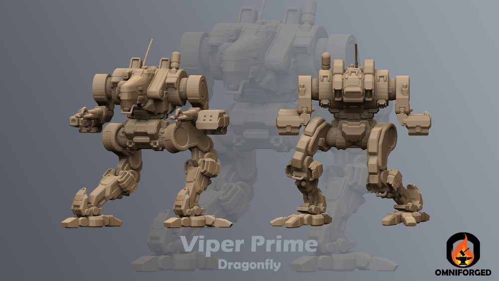 Dragonfly Mini Viper Prime MWO Mech Miniature Compatible with Battletech