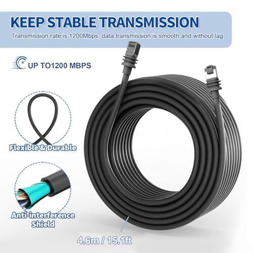 Satellite Replacement Cable for Starlink Gen3, IP68 Waterproof 1200Mbps Cable
