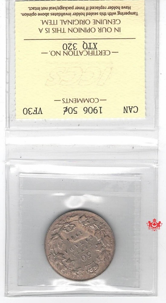 1906 Canada 50 Cents - ICCS VF30 - XTQ 320