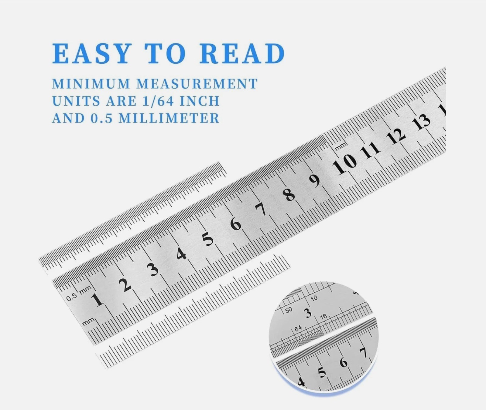 3Pcs Stainless Steel Ruler Set 6 8 12 Inch Metal Ruler with Inch and Metric New