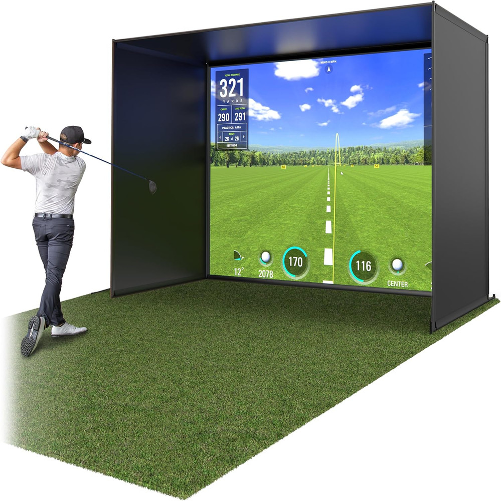 Golf Simulator Enclosure Nets - Choose 12 X 9 Ft - Complete Set with Frame and H