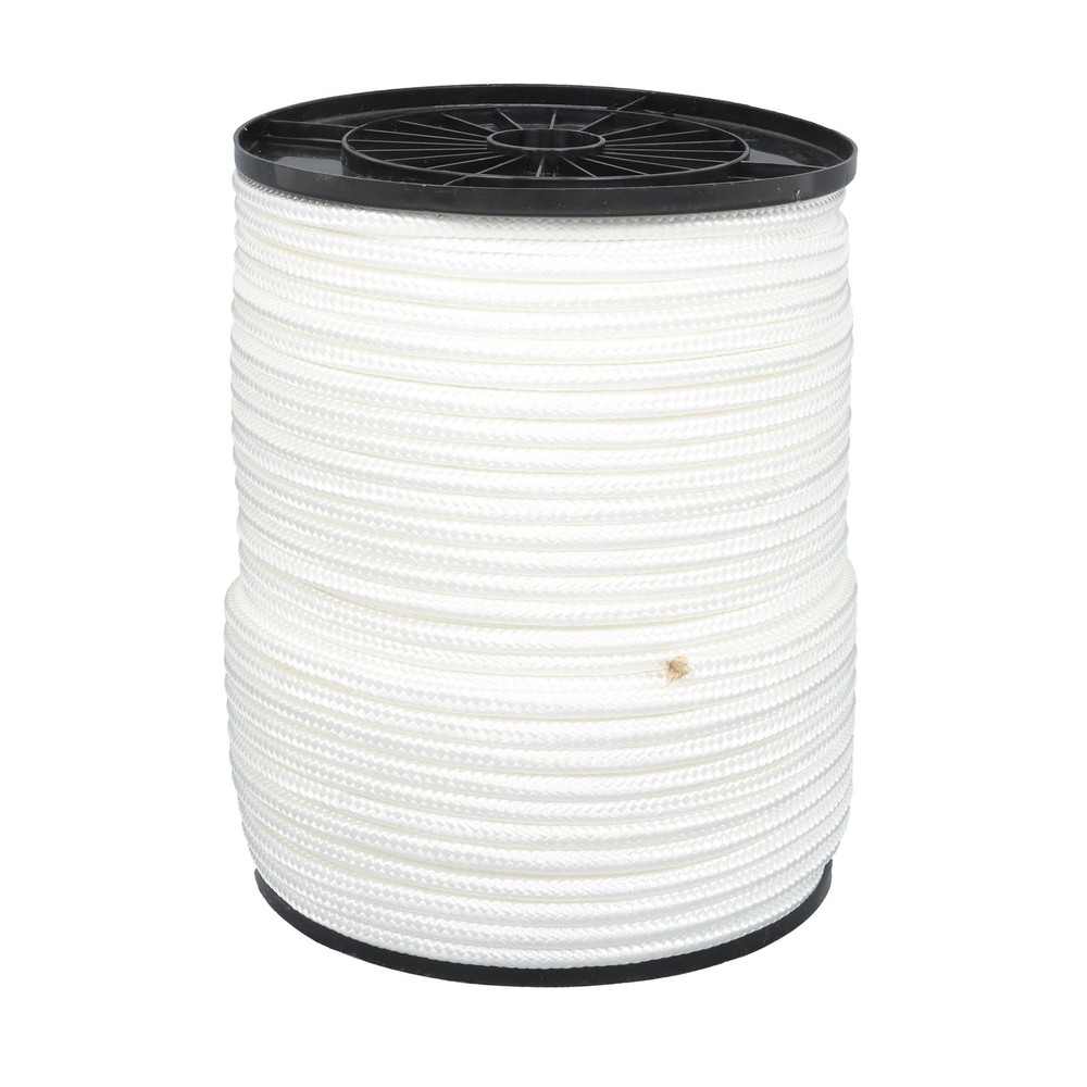 3/8 Inch Nylon Rope 500 Foot Spool 100% Nylon Solid Braid Rope Dyeable White