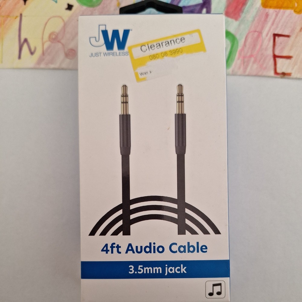 Just Wireless 4ft Flat TPU Auxiliary Cable (3.5mm) - Black