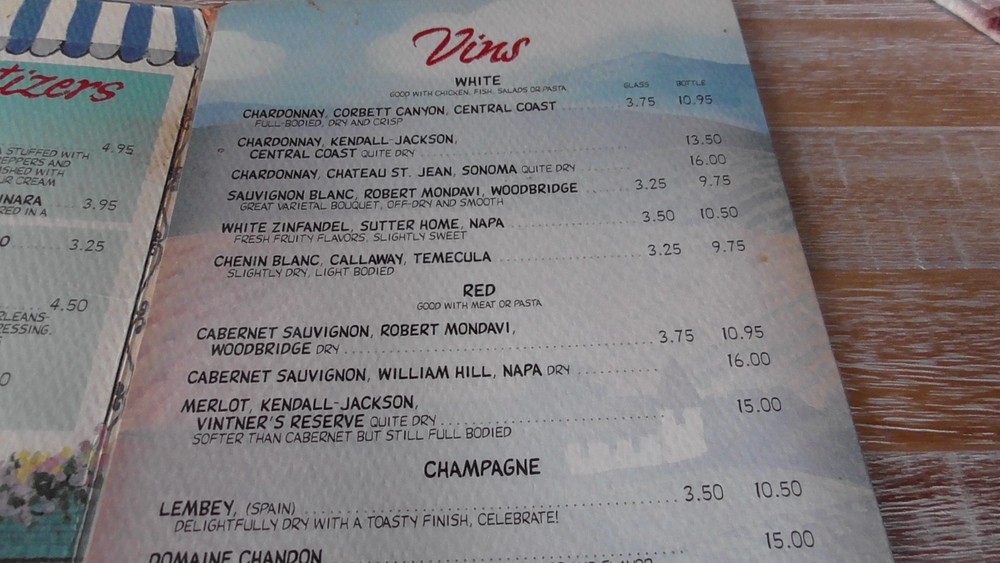 Vintage Plastic Coated Mimis Cafe Restaurant Menu