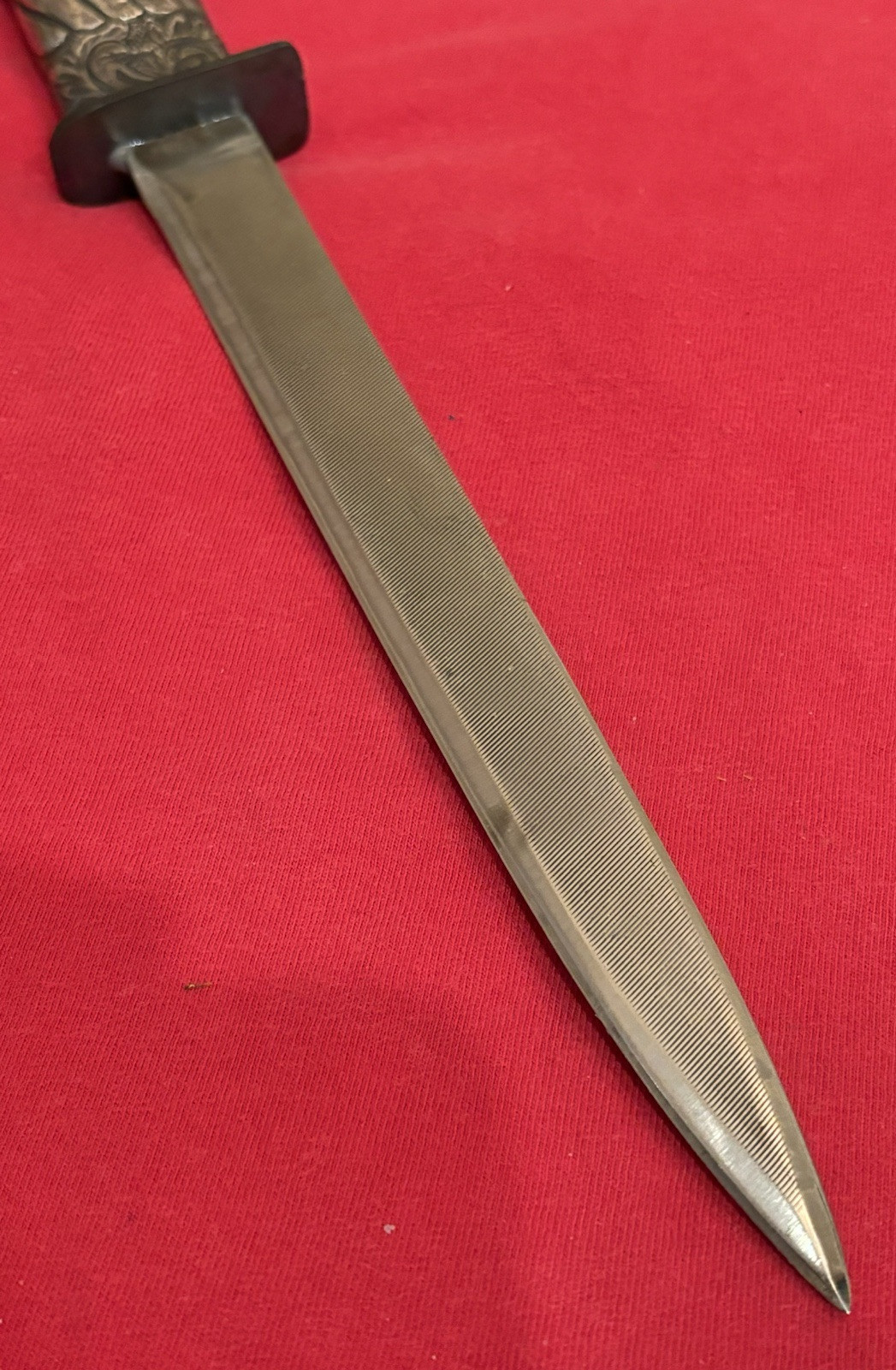 ANTIQUE SWORD HANDLE & USA FILE TO A THEATER KNIFE - NEW SHEATH