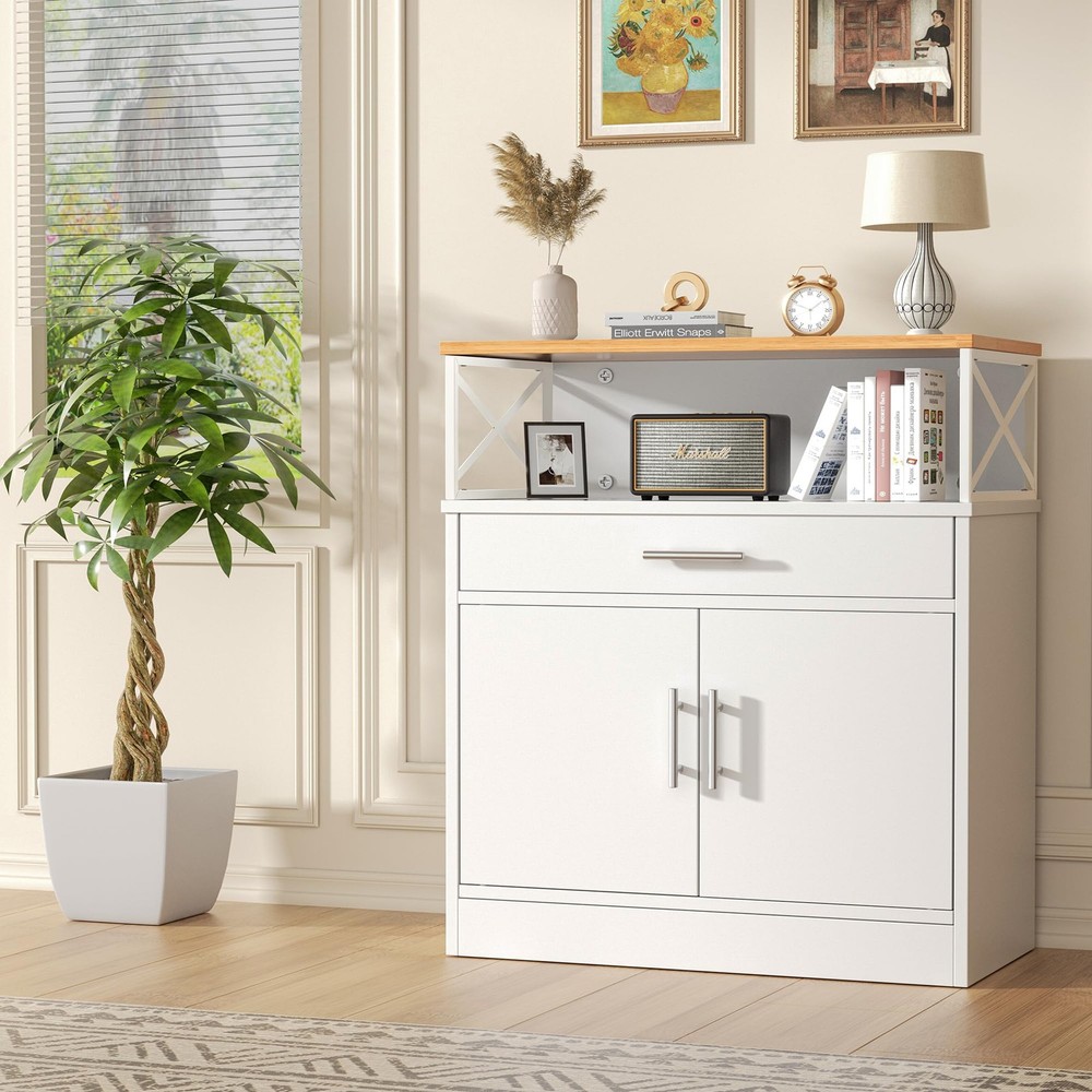 Kitchen Buffet Cabinet with Adjustable Shelf, Modern Kitchen Storage Cabinet,...