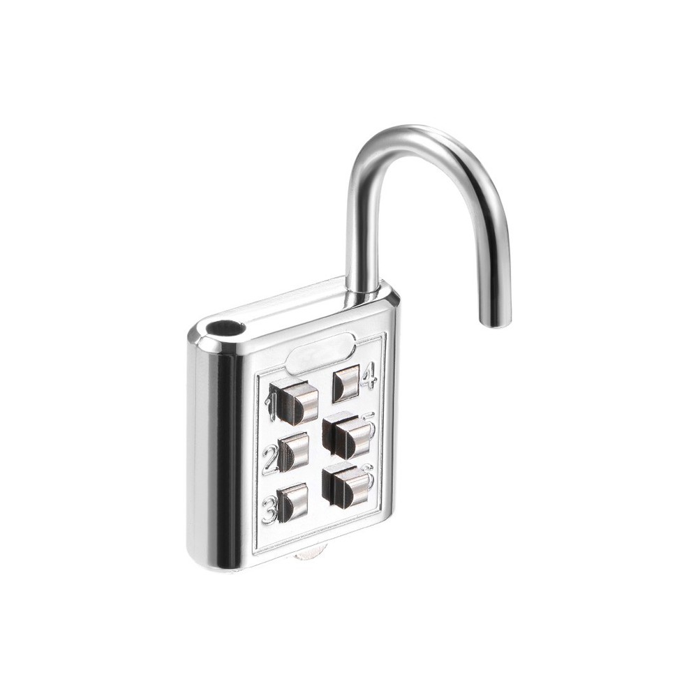 6-Digit Combination Padlock Push Button Lock for Locker Cabinet Silver Tone 2Pcs
