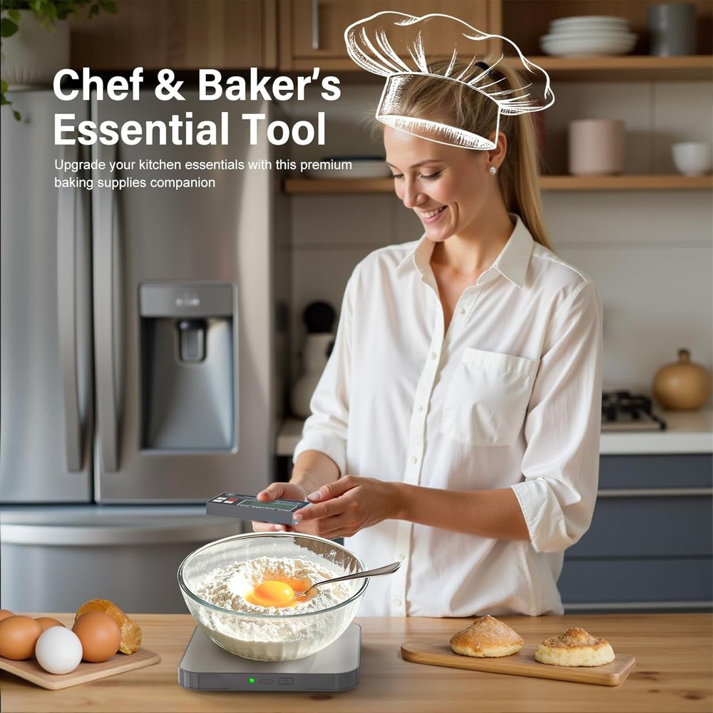 Precision Rechargeable Kitchen Food Scale - Backlit Screen & 5000g Max Capacity