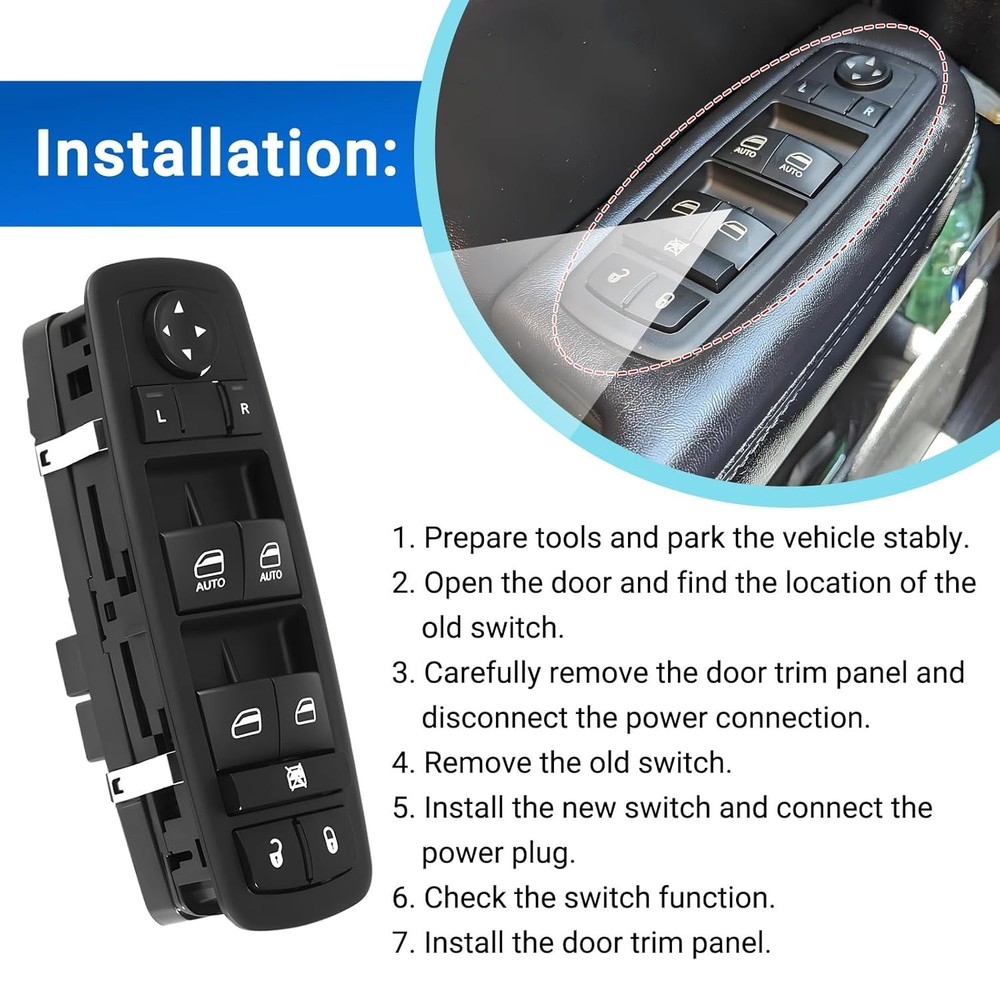 Front Driver Side Master Power Window Switch Fits for 2011-2020 Chrysler 300