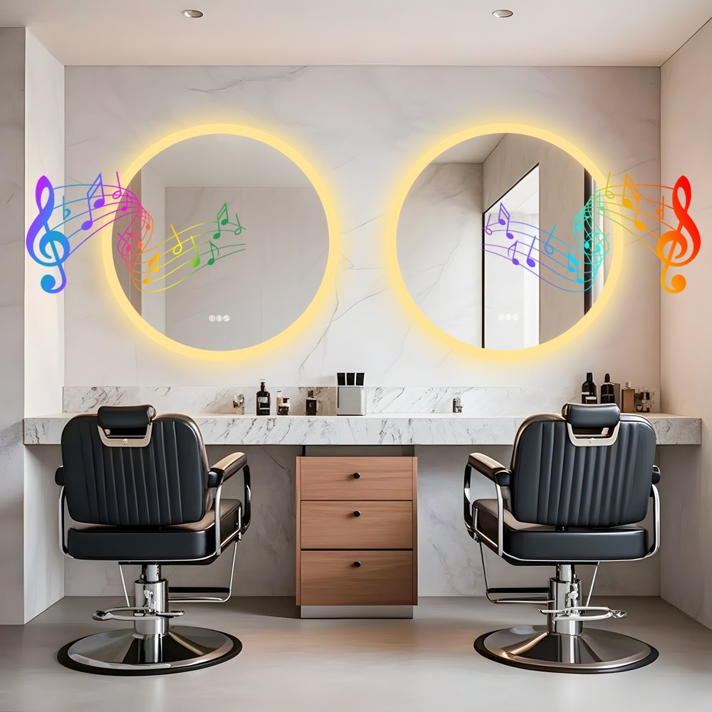 32” LED Bathroom Mirror Built-in Bluetooth Speaker Backlight Wall Vanity Mirror