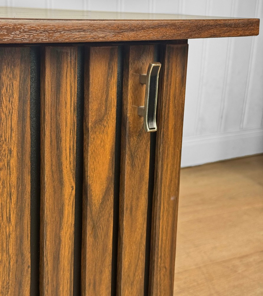 Mid-Century Hexagonal Walnut & Black Laminated Cocktail Table