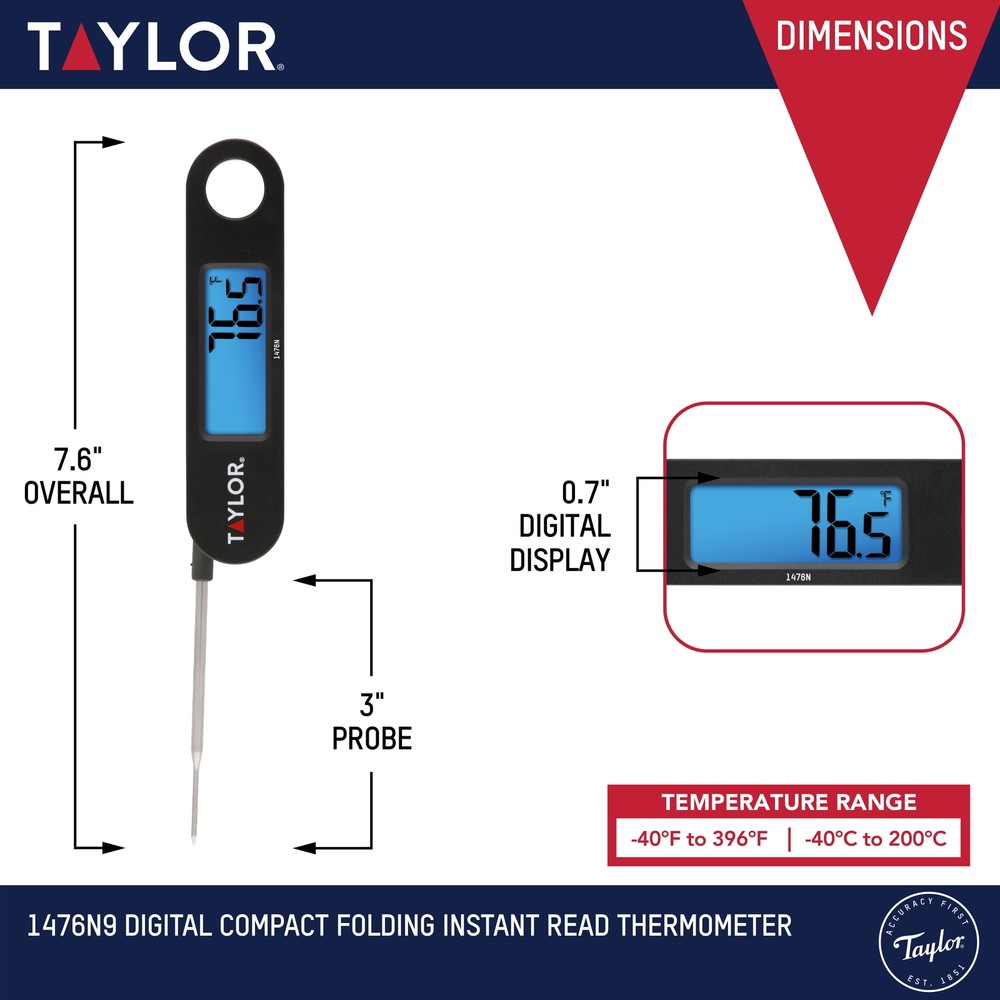 Folding Probe Meat Thermometer with Blue Backlight Display