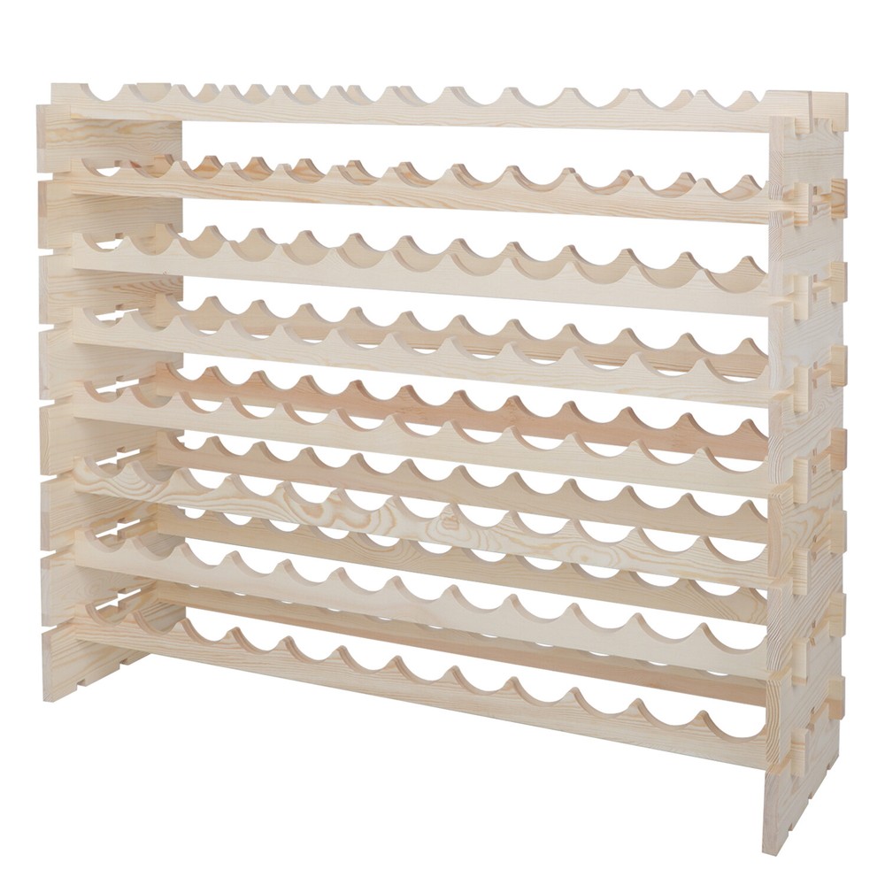 72/96 Bottles Wine Rack Holder Stackable Wine Shelf Kitchen Display Organizer