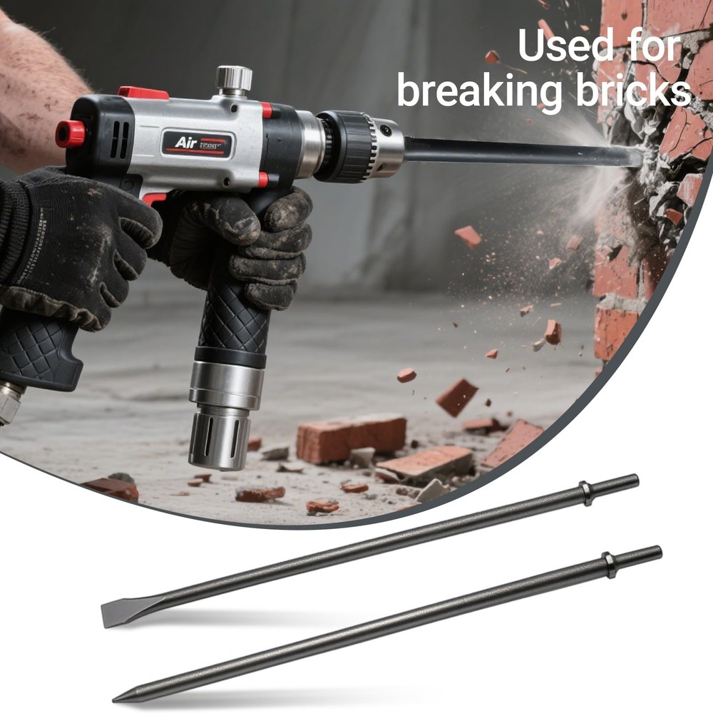 2 Pack 18" Air Hammer Bits Attachments,0.401 Inch Shank Chisel Bit 2