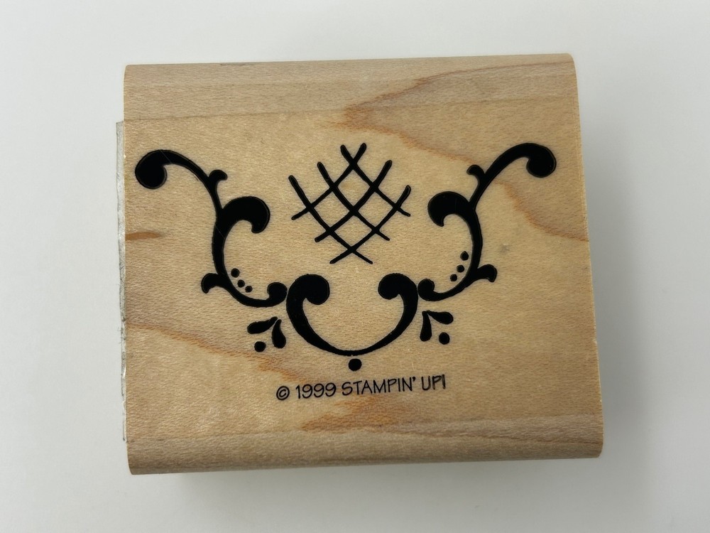 Stampin' Up! Wood Mounted Rubber Stamp Flourish Scroll Grid