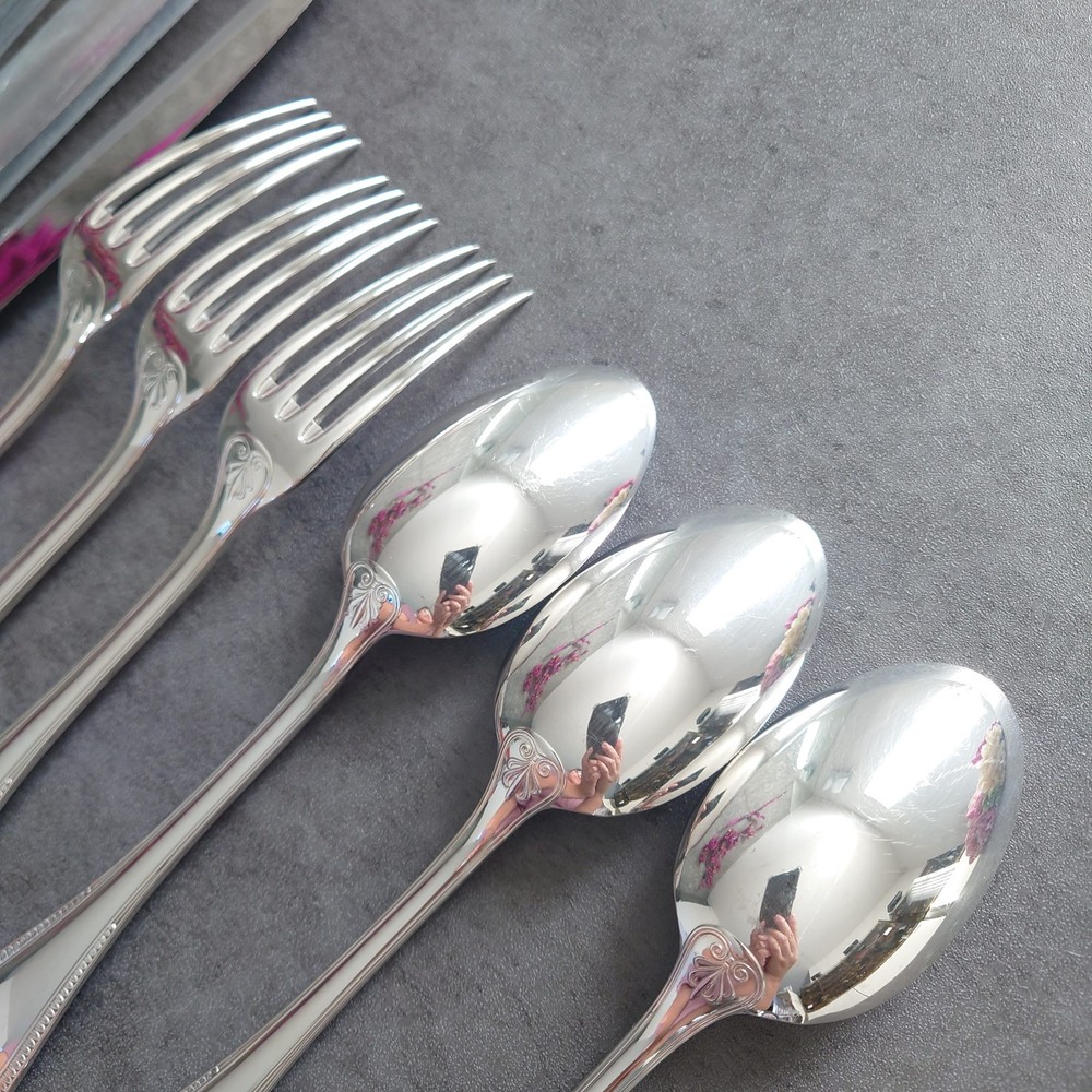 Christofle Malmaison 9pcs Silverplate Flatware Table Knife Fork Spoon Excellent