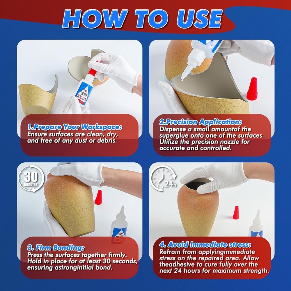 Crack Resistant Ceramic Adhesive with Precision Tip - Effortless 36.5ml Repairs