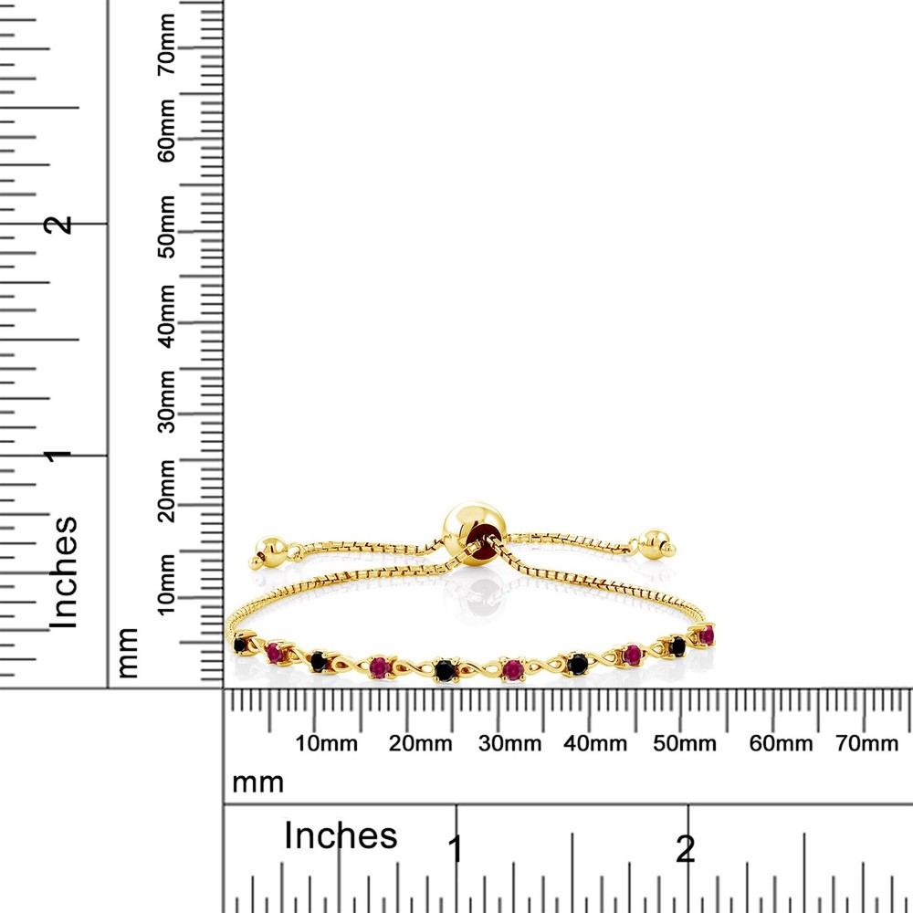 18K Yellow Gold Plated Silver Gemstone Birthstone and Red Created ruby Infinity