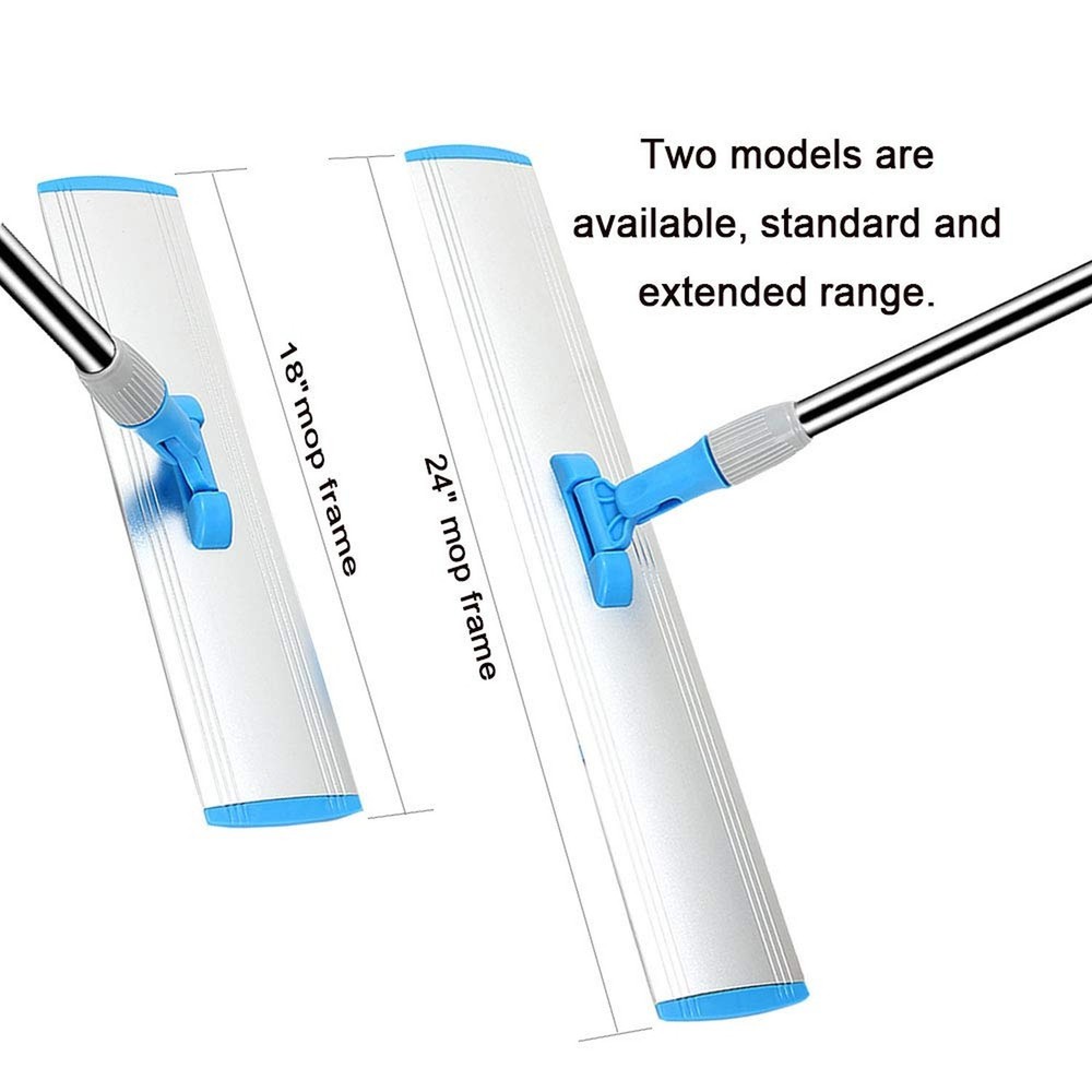 Microfiber Wet Mops 24 in Heavy Duty Flat Floor Mop Adjustable Handle with 4 ...