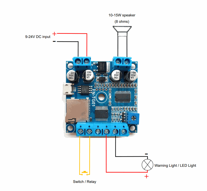 FN-TG01-TB ] Motion Sensor or Switch Activated MP3 Sound Module With Load Output