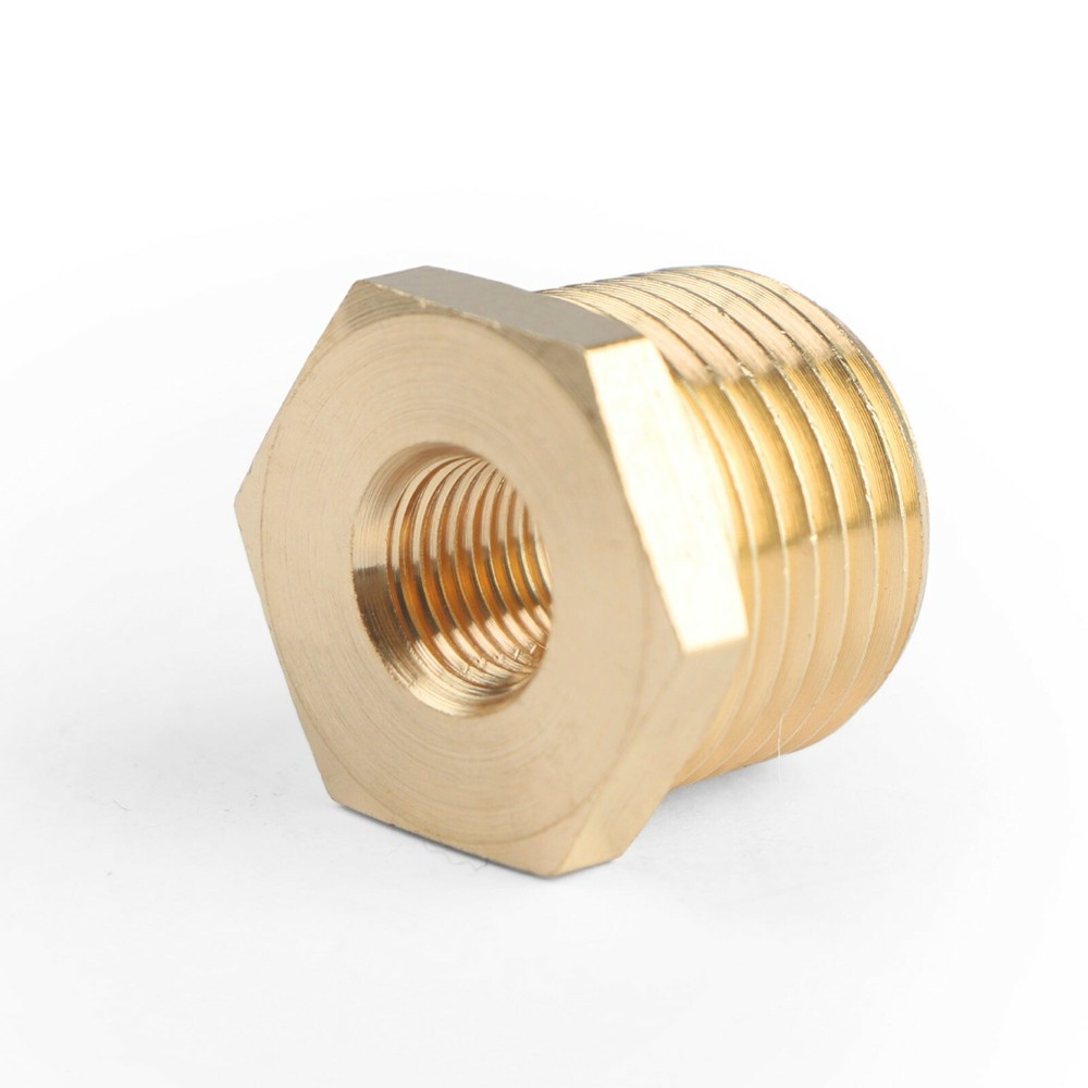 U.S. Solid 2pcs Brass Pipe Fitting Reducer Bushing, MNPT 1/2" x FNPT 1/8"