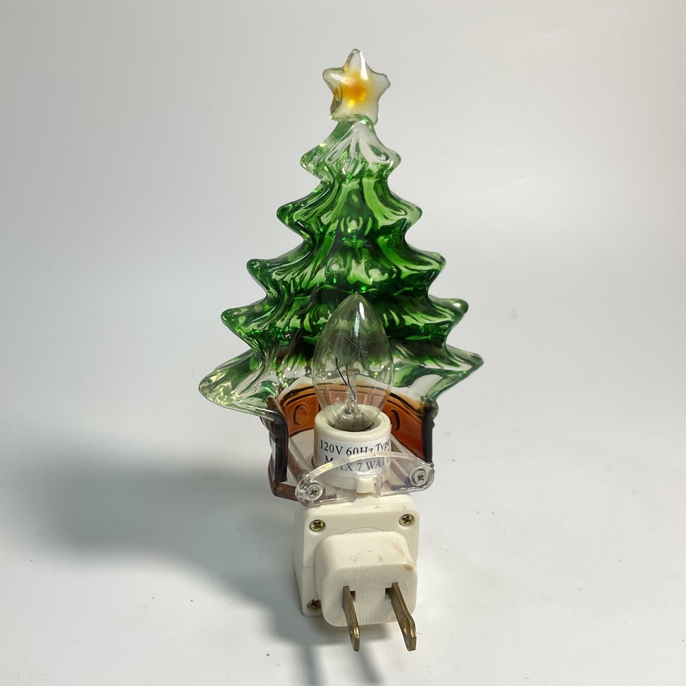 Christmas Tree Night Light - Plug in Ceramic 6" Plastic