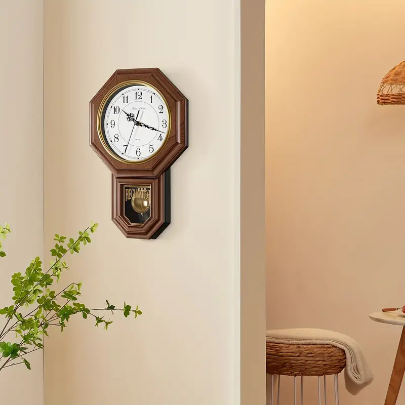 Pendulum Wall Clock with Battery Operated - Decorative Wall Clocks for Decor