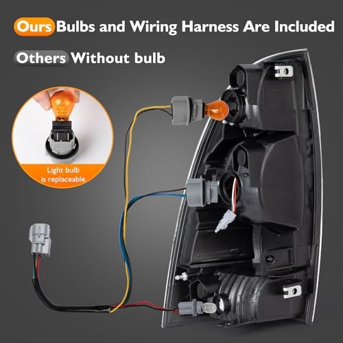 Tail Light Assembly Compatible with 2005-2015 Tacoma Tail Lights Black Border