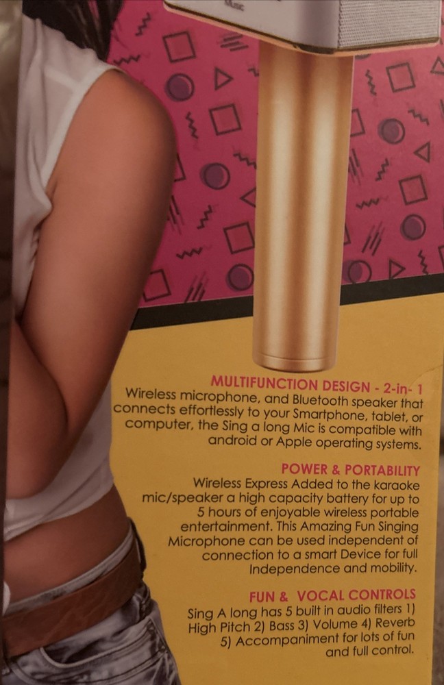 Sing-along PRO Bluetooth Karaoke Microphone and Speaker (Gold)