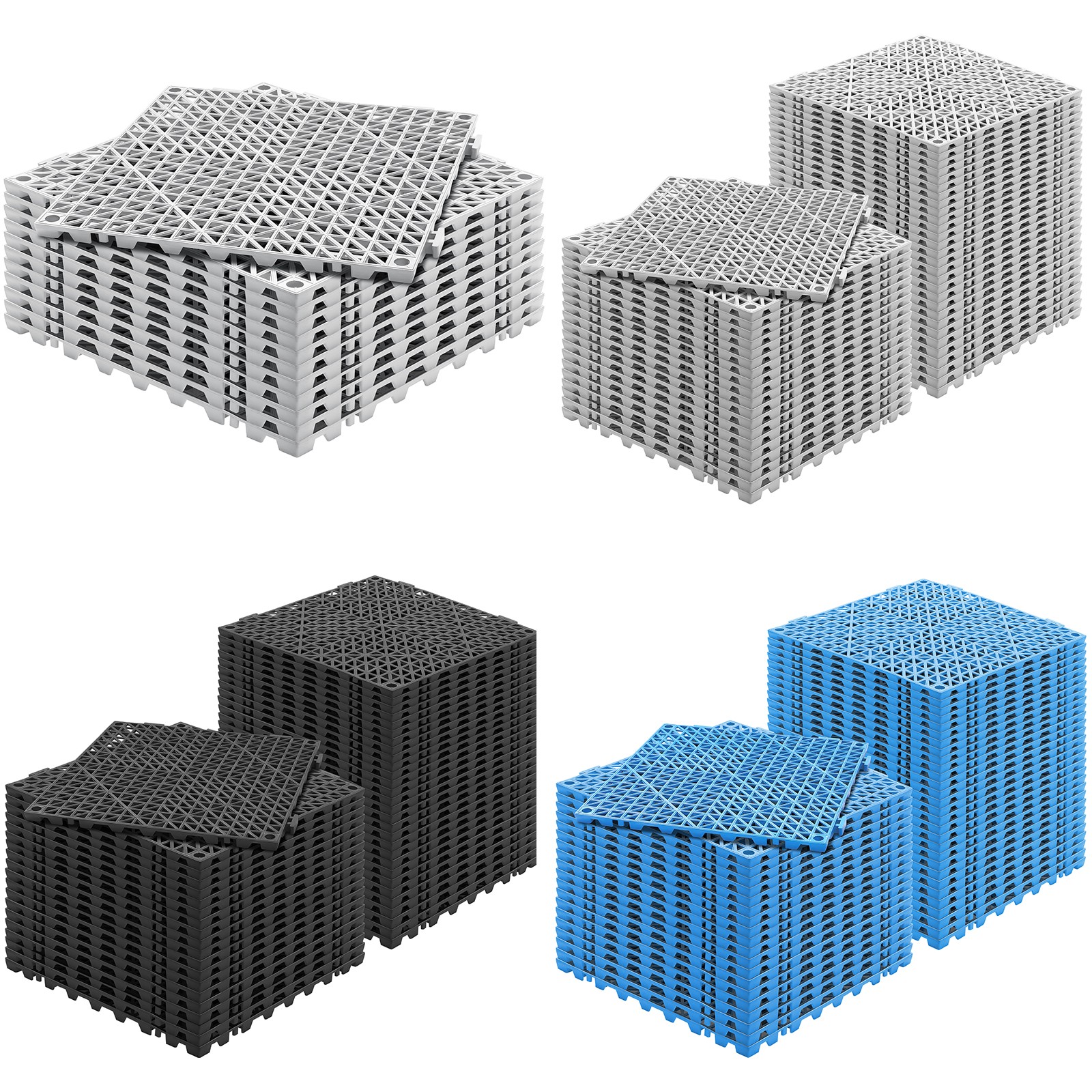 Interlocking Drainage Floor Mat 12" x 12" PVC Non-Slip Floor Tiles