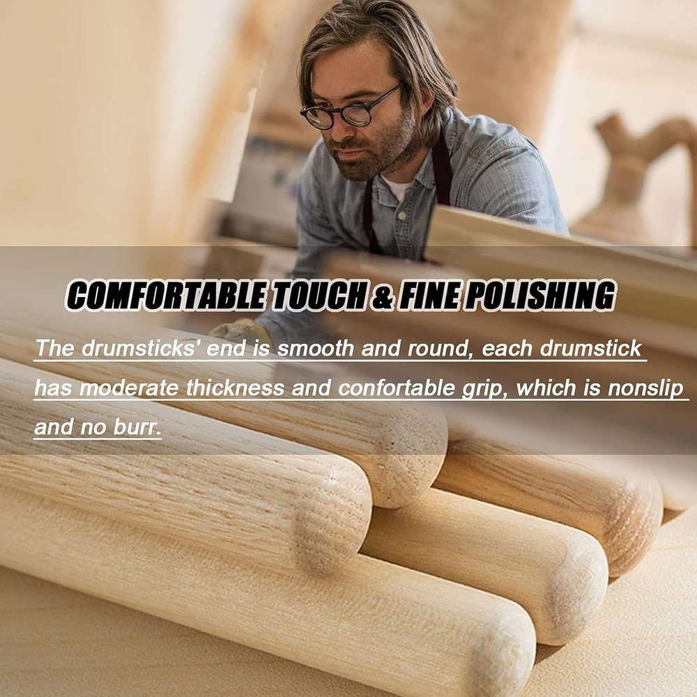 5A Maple Drumsticks with Water Drop Tip - Two Pair for Exceptional Tone