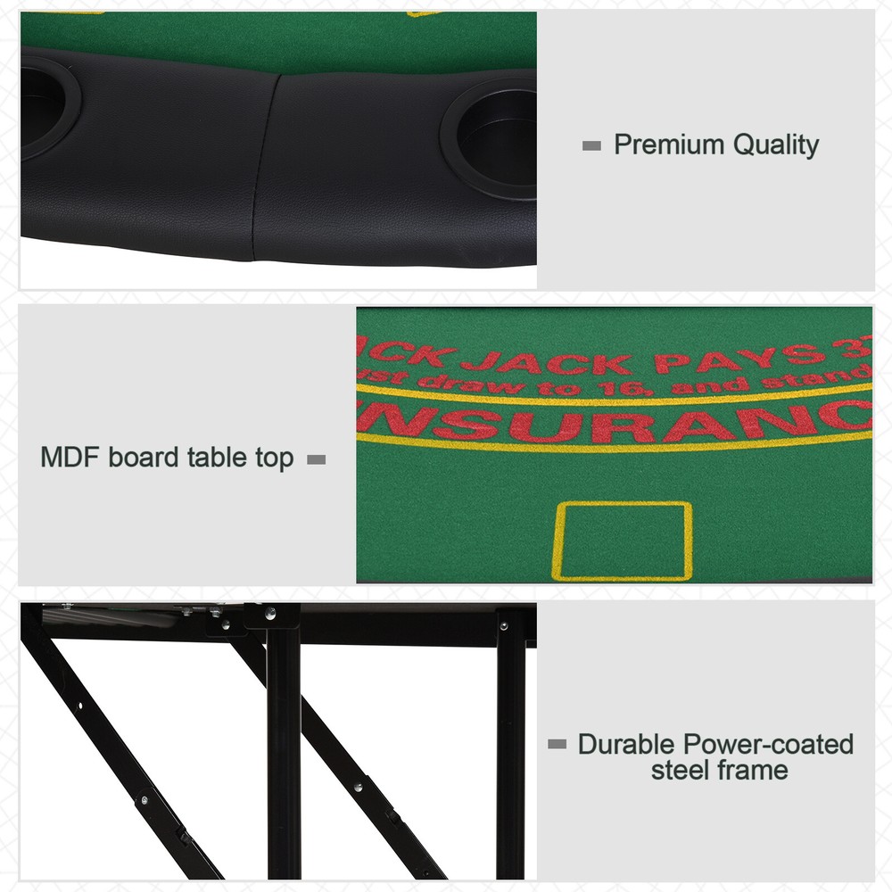 72" 7 Player Octagon Folding Poker Table with Cup Holders