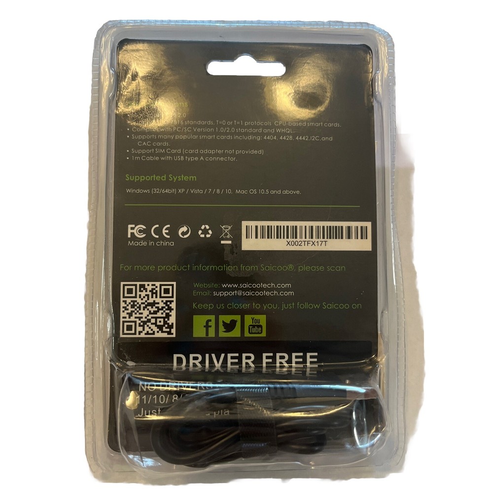 Saicoo Smart Card Reader New Sealed Mac Windows USB type A
